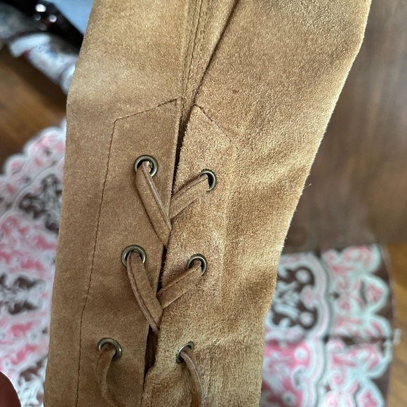 Suede Fringe Leather Jacket in Tan - Picture 5 of 9